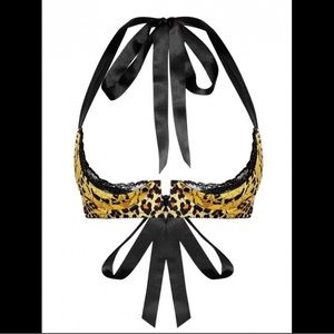 Cadolle silk animal print no cup open lingerie bra🐆